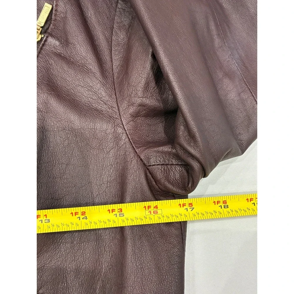 Truth and Pride Burgundy Leather Moto Jacket Womens Medium Asymetrical Zip Lined